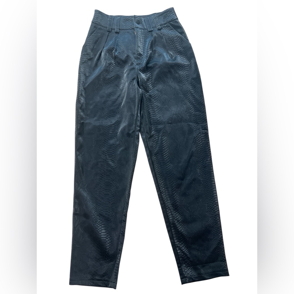 Topshop Faux Leather Snakeskin Straight Leg Pants